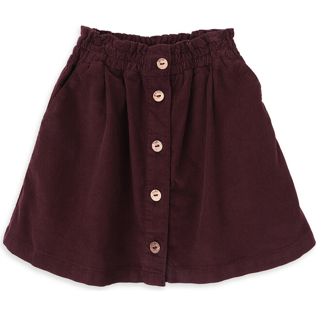 Graciela Corduroy Ruffle Waist Skirt, Burgundy