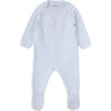 Newborn Knit Cotton Long Sleeve Overalls, Blue - Rompers - 1 - thumbnail