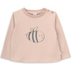 Bee Round Neck Long Sleeve T-Shirt, Beige - T-Shirts - 1 - thumbnail