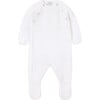 Newborn Knit Cotton Long Sleeve Overalls, White - Rompers - 1 - thumbnail