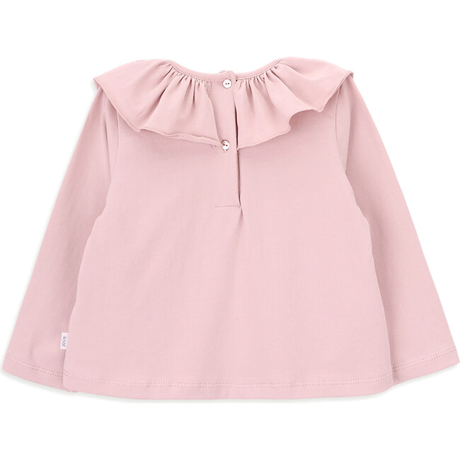 Abby Ruffle Neck Collar Long Sleeve T-Shirt, Pink - T-Shirts - 2