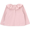 Abby Ruffle Neck Collar Long Sleeve T-Shirt, Pink - T-Shirts - 2