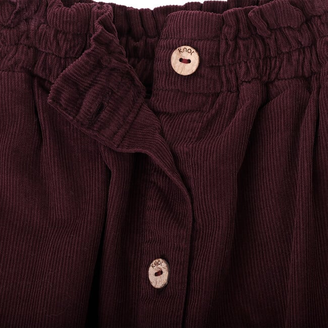 Graciela Corduroy Ruffle Waist Skirt, Burgundy - Skirts - 2