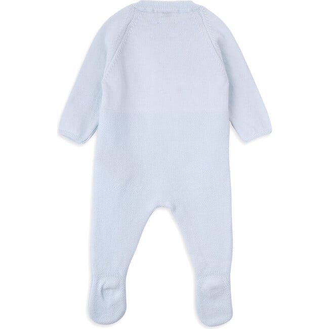 Newborn Knit Cotton Long Sleeve Overalls, Blue - Rompers - 3