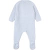 Newborn Knit Cotton Long Sleeve Overalls, Blue - Rompers - 3