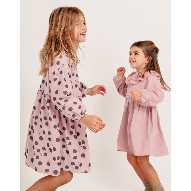 Autumn Long Sleeve Corduroy Dress, Pink - Dresses - 3