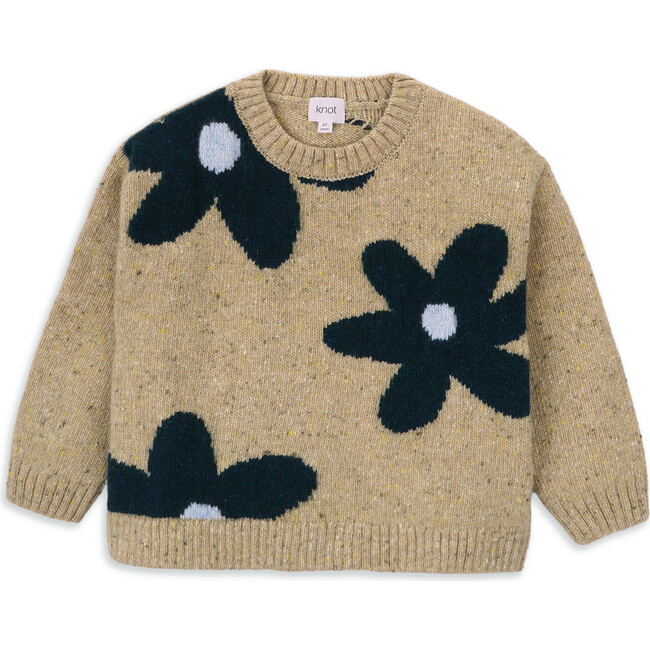 Big Flowers Knit Long Sleeve Sweater, Florals