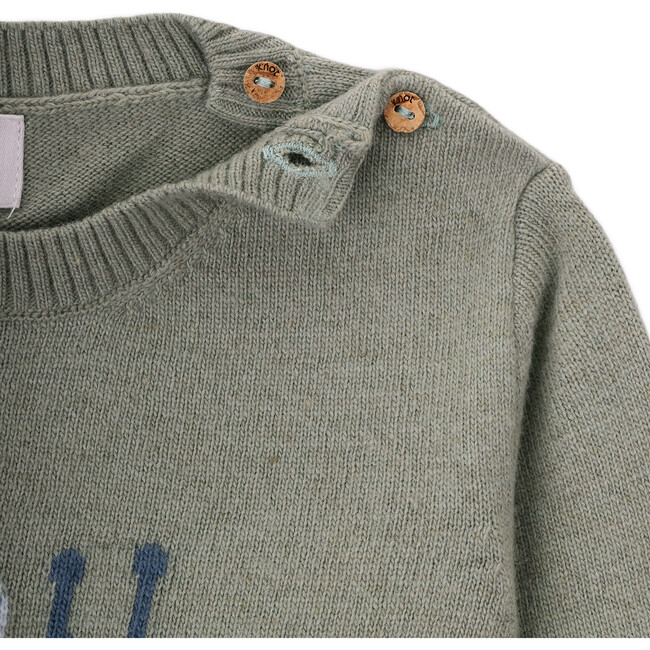 Snail Knit Long Sleeve Sweater, Green - Sweaters - 2