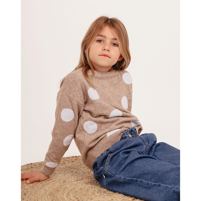 Sand Dots Knit Long Sleeve Sweater, Dots - Sweaters - 4