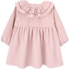 Ema Ruffle Neck Collar Long Sleeve Corduroy Dress, Pink - Dresses - 1 - thumbnail