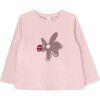 Flower Round Neck Long Sleeve T-Shirt, Pink - T-Shirts - 1 - thumbnail