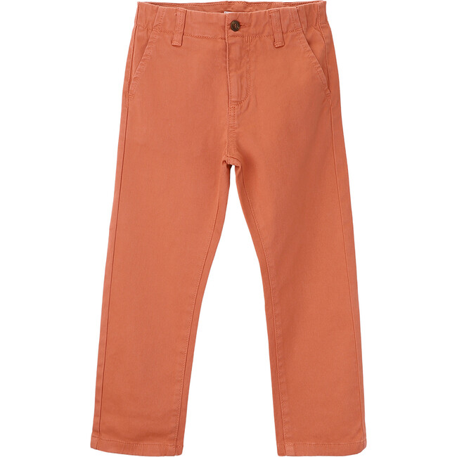 Boy Twill Zipper Trousers, Orange