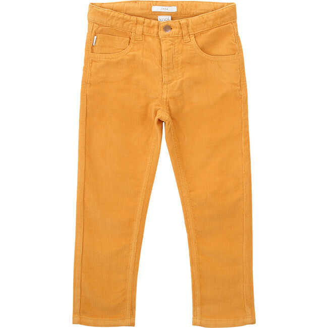 Boy Corduroy Corduroy Zipper Trousers, Yellow
