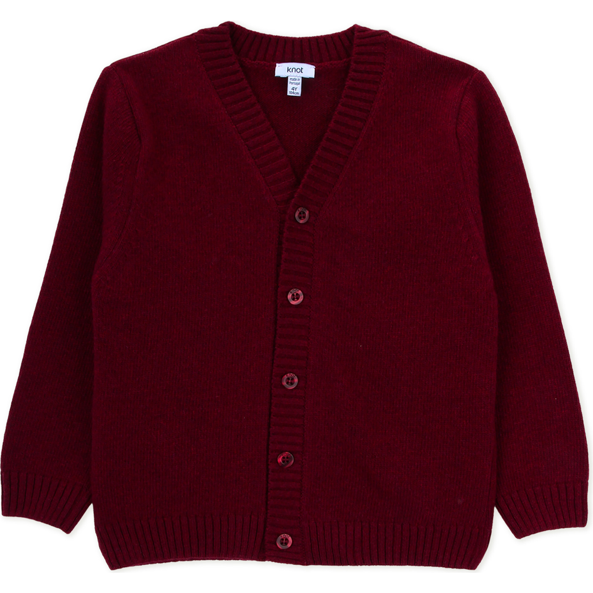 Leopold Long Sleeve Cardigan, Burgundy - Knot Sweaters | Maisonette