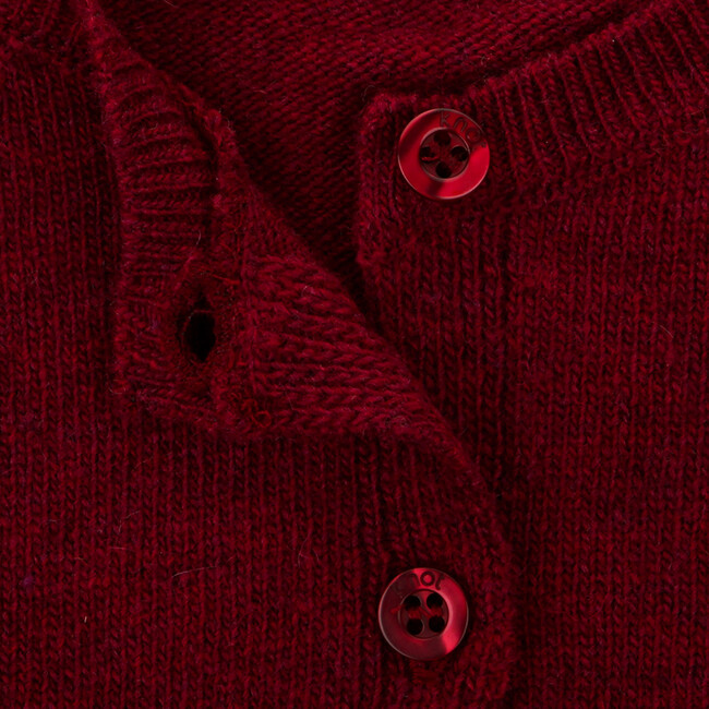 Baby Girl Long Sleeve Cardigan, Burgundy - Cardigans - 2
