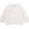 Newborn Unisex Cotton And Cashemere Long Sleeve Cardigan, White - Cardigans - 1 - thumbnail