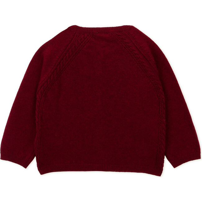 Baby Girl Long Sleeve Cardigan, Burgundy - Cardigans - 3