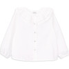 Elle Flannel Long Sleeve Blouse, White - Blouses - 1 - thumbnail