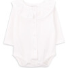 Felice Ruffle Neck Collar Long Sleeve Body, White - Rompers - 1 - thumbnail