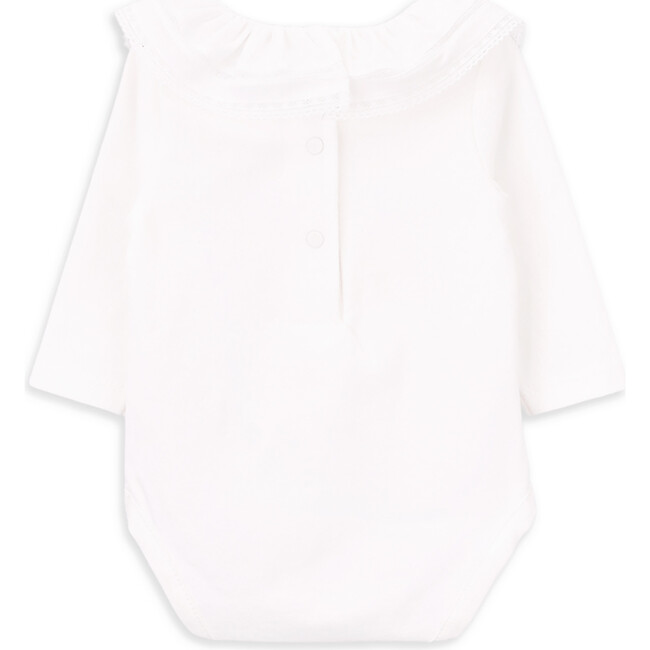 Macy Ruffle Neck Collar Long Sleeve Body, White - Rompers - 2