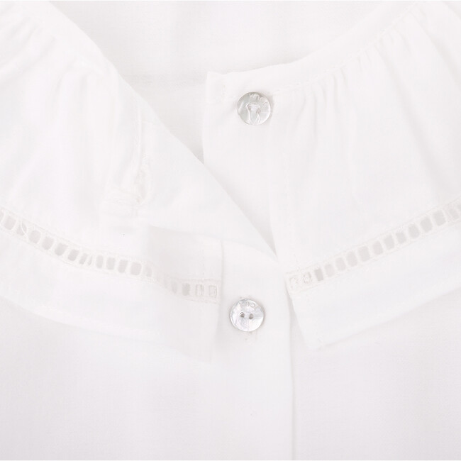 Elle Flannel Long Sleeve Blouse, White - Blouses - 2