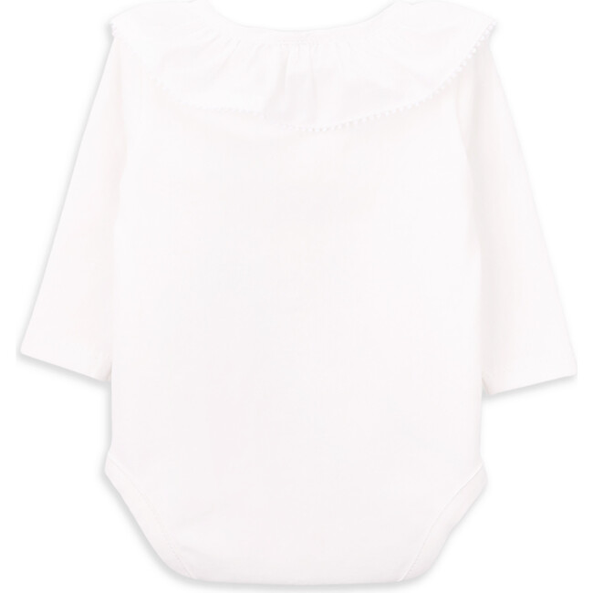 Felice Ruffle Neck Collar Long Sleeve Body, White - Rompers - 3