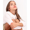 Elle Flannel Long Sleeve Blouse, White - Blouses - 4