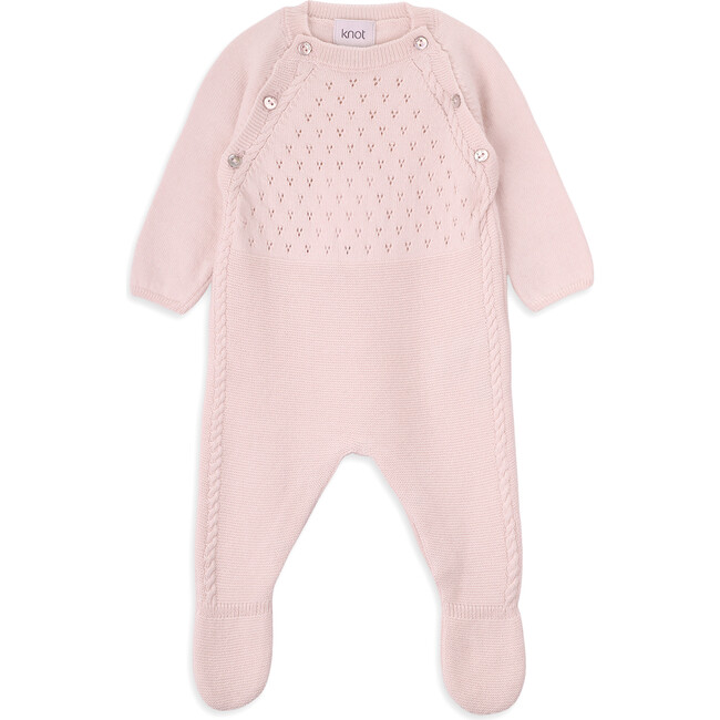 Newborn Knit Cotton Long Sleeve Overalls, Pink