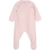 Newborn Knit Cotton Long Sleeve Overalls, Pink - Rompers - 1 - thumbnail