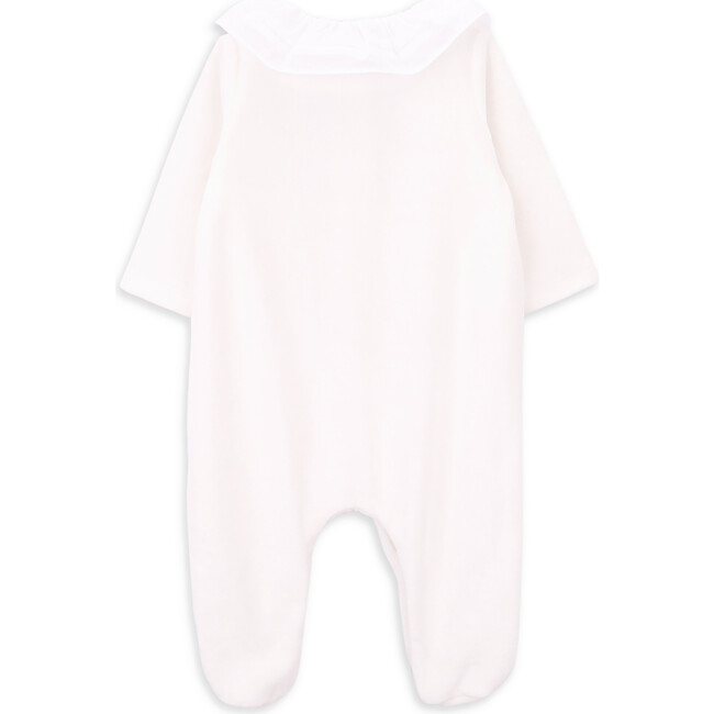 Magali Ruffle Neck Collar Long Sleeve Babygrow, White - Rompers - 3