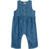 Octavia Semi-Front Open Denim Jumpsuit, Blue - Rompers - 1 - thumbnail