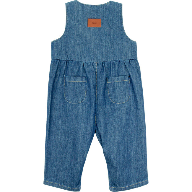 Octavia Semi-Front Open Denim Jumpsuit, Blue - Rompers - 3