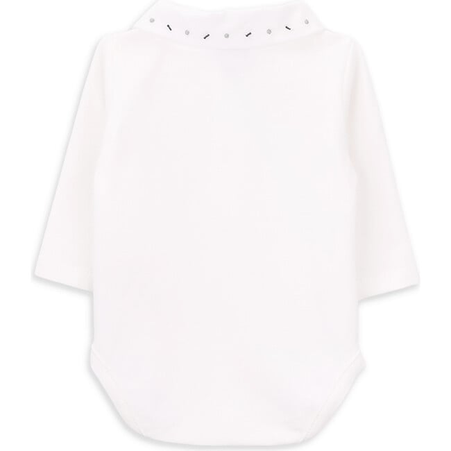 Theo Classic Collar Long Sleeve Body, White - Rompers - 3