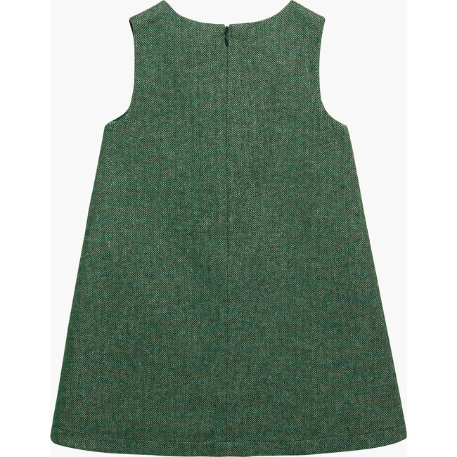 Georgina Bow Dress, Green Herringbone - Dresses - 2