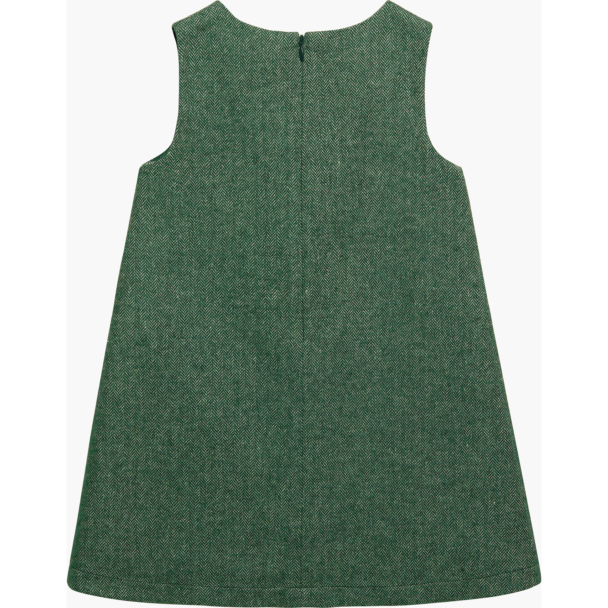 Georgina Bow Dress, Green Herringbone - Trotters London Dresses