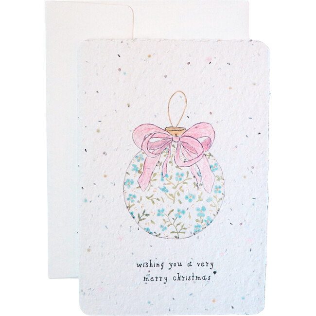 Plantable Floral Ornament Merry Christmas Card