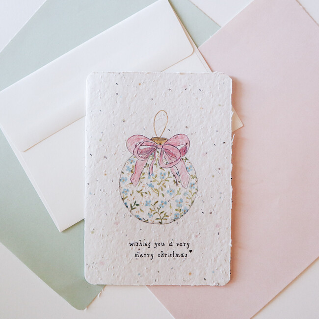 Plantable Floral Ornament Merry Christmas Card - Paper Goods - 2