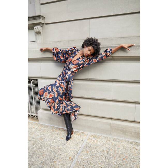 Women's Long Sleeve Blaire Dress, Dark Navy Multi - Dresses - 2