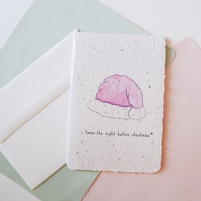Plantable Pink Santa Hat Night Before Christmas Card - Paper Goods - 2