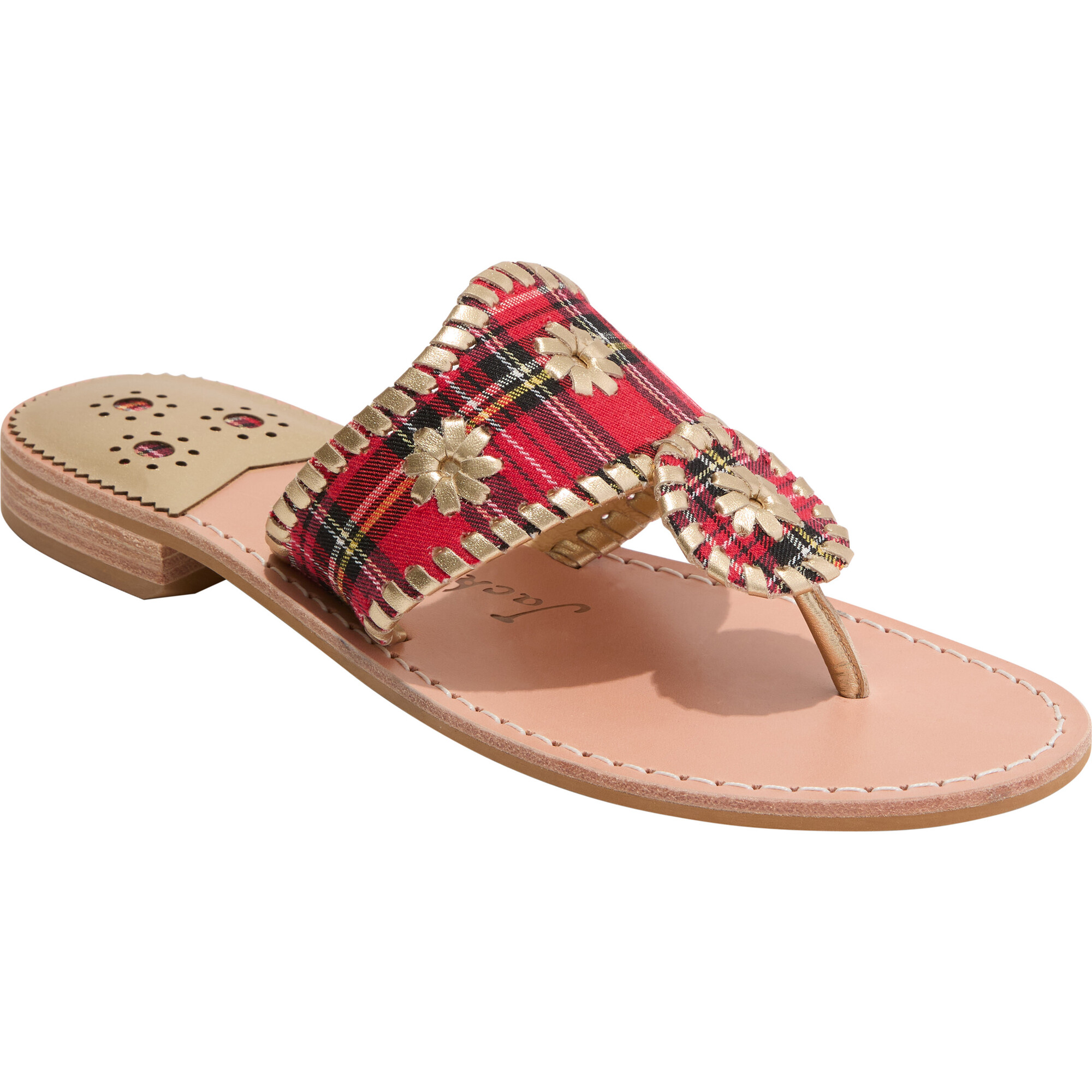 Jack Rogers Kane Sandal in Yellow Plaid 11 Girls Jacks Flat Sandal - Gold – Jack Rogers USA main image 3