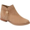 Girls Claire Suede Tassel Bootie, Oak - Booties - 1 - thumbnail