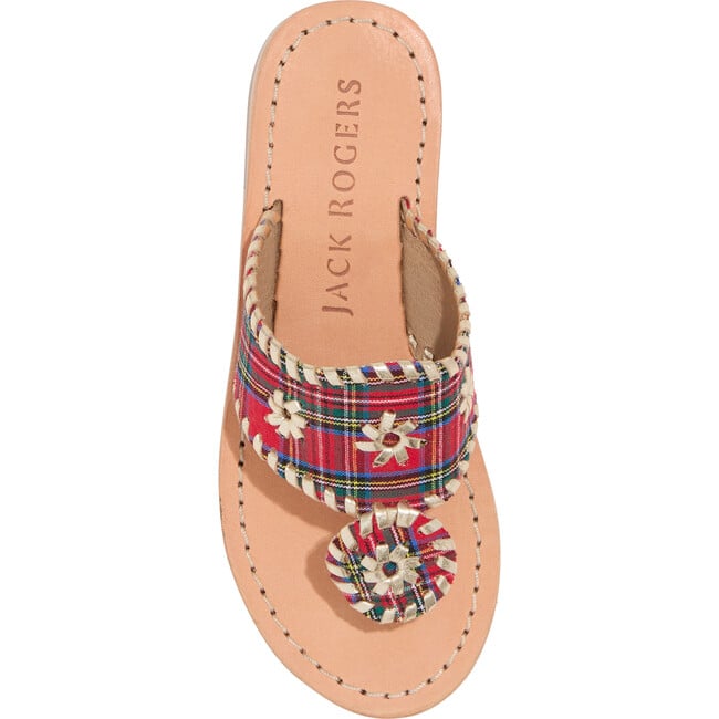 Girls Jacks Tartan Flat Sandal, Red - Sandals - 4