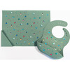 Silicone Bib and Foldable Placemat Set, Camper Sage Green - Bibs - 1 - thumbnail