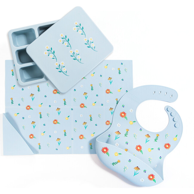 Silicone Bento Box Bundle, Wildflower Chambray Blue - Food Storage - 1