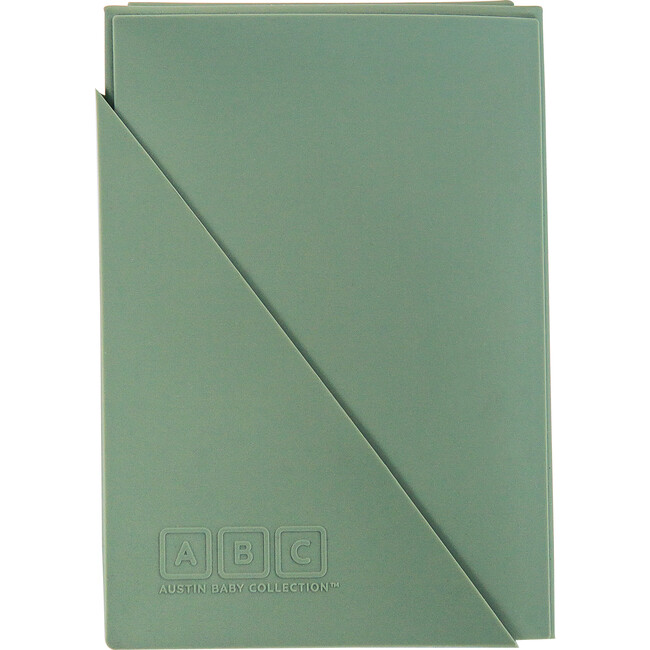 Silicone Bib and Foldable Placemat Set, Camper Sage Green - Bibs - 3