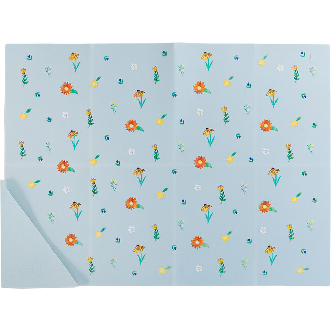 Silicone Bib Foldable Placemat Set Wildflower Chambray Blue - Other Accents - 3