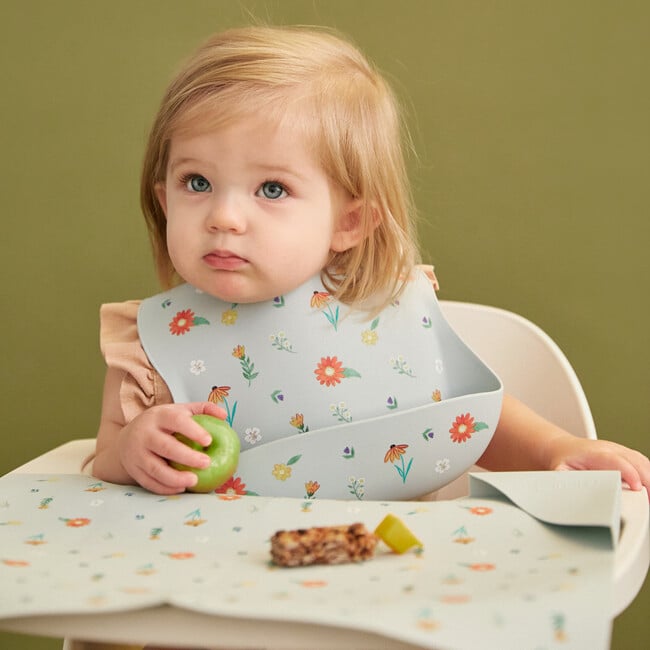 Silicone Mealtime Bundle, Wildflower Chambray Blue - Tabletop - 6