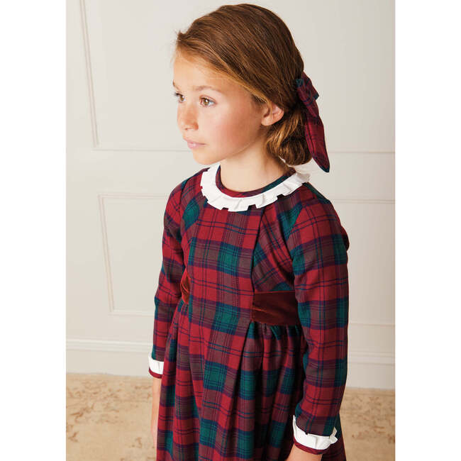 Tartan Peter Pan Collar Trapeze Dress, Red