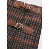 Checked Tweed Pleated Leather Buckled Kilt, Brown - Skirts - 3