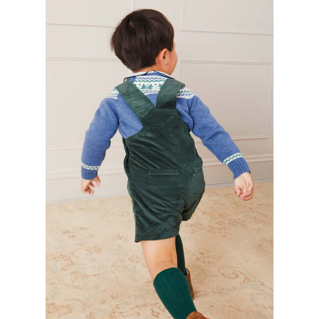 Corduroy Short Dungarees, Green - Overalls - 3